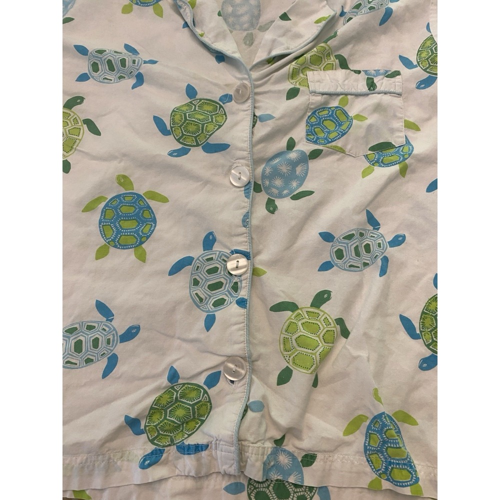 The Company Store Womens Large Pajama Short Set 100% Cotton Sea Turtle Button - Picture 6 of 11